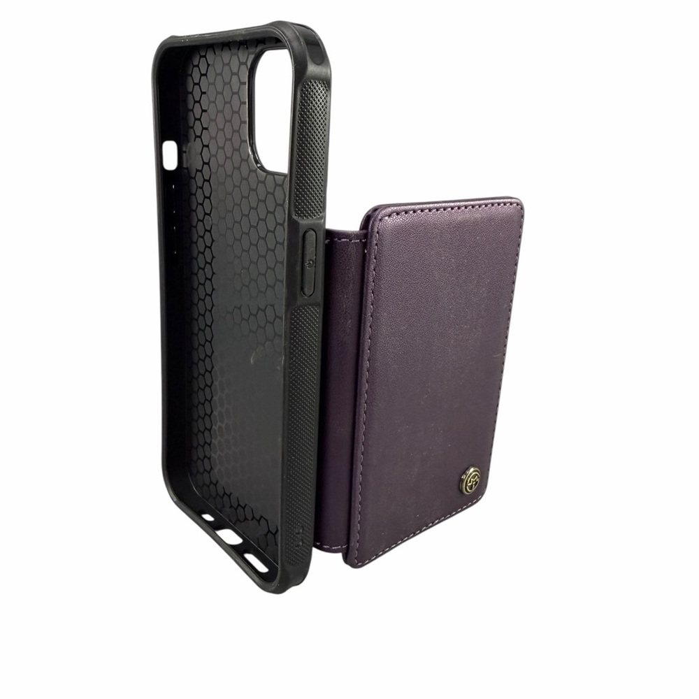 iPhone 13 RFID Purple Wallet Case Card Slots Two Snap Closure Kickstand EUC - Picture 2 of 5